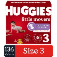 Huggies Little Movers Baby Diapers, 136 Each