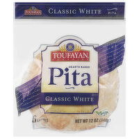 Toufayan Bakeries Pita, Classic White, Hearth Baked, 6 Each