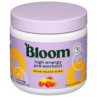 Bloom High Energy Sour Peach Ring Flavored Pre-Workout, 7 Ounce