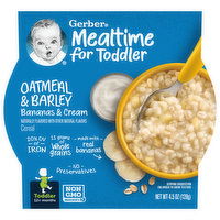 Gerber Mealtime for Toddler Cereal, Oatmeal & Barley, Bananas & Cream, Toddler (12+ Months), 4.5 Ounce