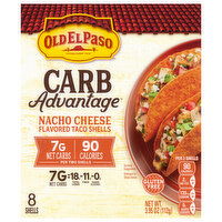 Old El Paso Carb Advantage Nacho Cheese Flavored Taco Shells, 8 Each