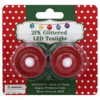 Regent Tealights, LED, Glittered, 2 Pk, 2 Each