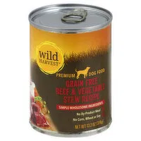 Wild Harvest Dog Food, Premium, Grain Free, Beef & Vegetable Stew Recipe, 13.2 Ounce