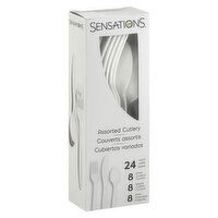 Sensations Cutlery, White, Plastic, Assorted, 24 Each