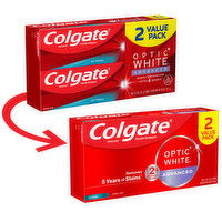 Colgate Optic White Advanced Whitening Toothpaste, 2 Each