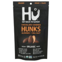 Hu Hunks, Chocolate-Covered, Organic, Almonds + Sea Salt, 4 Ounce