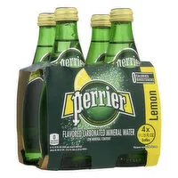 Perrier Mineral Water, Carbonated, Lemon, 4 Each