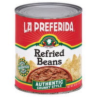 La Preferida Refried Beans, Authentic Chunky Style, 30 Ounce