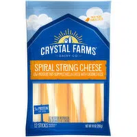 Crystal Farms Cheese Sticks, Spiral String, Part-Skim, Mozzarella, Low-Moisture, 12 Each