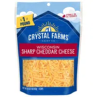 Crystal Farms Cheese, Sharp Cheddar, Wisconsin, 16 Ounce