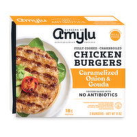 Amylu Foods Caramelized Onion & Gouda Chicken Burgers, 8 Ounce