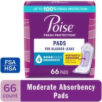 Poise Fresh Protection 4 Moderate Pads, 66 Each
