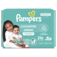 Pampers Baby Wipes Fragrance Free 3X Pop-Top Packs, 216 Each