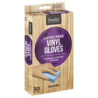 Essential Everyday Vinyl Gloves, Latex Free, Disposable, One Size Fits Most, 30 Each