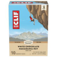 CLIF BAR - White Chocolate Macadamia Nut Flavor - Made with Organic Oats - Energy Bars - Non-GMO - Plant Based Protein Bars (10 Pack), 24 Ounce