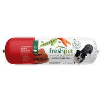 Freshpet Dog Food, Slice & Serve Roll, Chunky Beef Recipe, 1.5 Pound