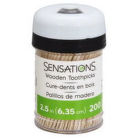 Sensations Toothpicks, Wooden, 2.5 Inch, 200 Each