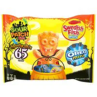 SOUR PATCH/SWEDISH FISH RED OREO Mini Chocolate Sandwich Cookies & SWEDISH FISH Mini Halloween Candy Variety Pack, 65 Trick or Treat Bags, 35.9 Ounce