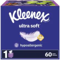 Kleenex Ultra Soft Tissues, Ultra Soft, 3-Ply, 60 Each