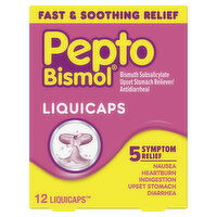 Pepto-Bismol Multi-Symptom Pepto Bismol Liquicaps, Relief for Upset Stomach and Diarrhea, Over-the-Counter Medicine, 12 Ct, 12 Each