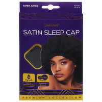 Donna Premium Collection Sleep Cap, Satin, Black, 1 Each