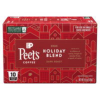 Peet's Coffee Coffee, Dark Roast, Holiday Blend, K-Cup Pods, 10 Each