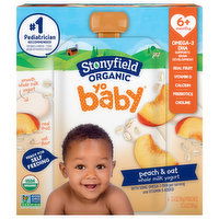 Stonyfield Organic Yo Baby Yogurt, Organic, Peach & Oat, Whole Milk, 4 Each