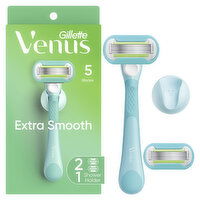 Venus Extra Smooth Women's Razor, 2 Blade Refills + Shower Holder, 1 Each