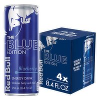 Red Bull Blue Edition Energy Drink, Blueberry, 80mg Caffeine, 8.4 fl oz, 4 Each