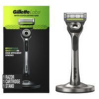 Gillette Gillette GilletteLabs GilletteLabs with Exfoliating Bar Shaving Razor for Men, 1 Handle, 1 Blade Refill, 1 Stand, 1 Each