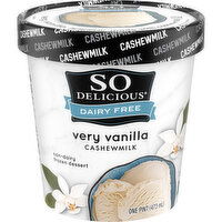 So Delicious Dairy Free Frozen Dessert, Non-Dairy, Very Vanilla, Cashewmilk, 1 Pint