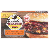 Bradshaw Ranch Beef Patties, Cheddar & Bacon, Thick N Juicy, 6 Each