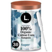 L. Organic Cotton Cotton Tampons Super Absorbency, 30 Each