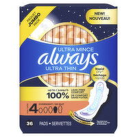 Always Ultra Thin Ultra Thin Pads, Size 4, 36 Each