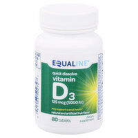 Equaline Vitamin D3, 125 mcg, Tablets, 80 Each