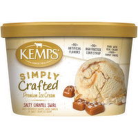 Kemps Simply Crafted Ice Cream, Premium, Salty Caramel Swirl, 1.5 Quart