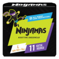 Ninjamas Nighttime Underwear Nighttime Bedwetting Underwear Boy Size L, 11 Each