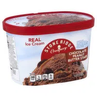 Stoneridge Creamery Ice Cream, Real, Chocolate Peanut Butter Stars, 1.5 Quart