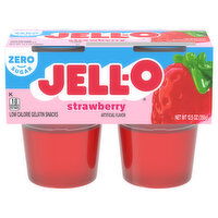 Jell-O Zero Sugar Strawberry Flavor Gelatin Snack Cups, 4 Each