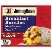 Jimmy Dean Breakfast Burritos Meat Lovers, Frozen, 4 Each