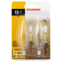 Sylvania Light Bulbs, B10, Clear, 15 Watts, 2 Each