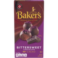 Baker's Bittersweet Chocolate Premium Baking Bar with 66% Cacao, 4 Ounce