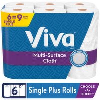 Viva Multi-Surface Cloth Towels, Single Plus Rolls, Choose-A-Sheet, 2-Ply, 6 Each