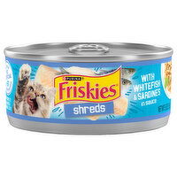 Friskies Cat Food, with Whitefish & Sardines in Sauce, Shreds, Adult, 5.5 Ounce