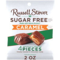 Russell Stover Chocolate Candy, Sugar Free, Caramel, 4 Each