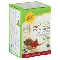 Wild Harvest White Tea, Organic, Fairtrade, Pomegranate, Individually Wrapped Tea Bags, 16 Each