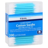 Equaline Cotton Swabs, Flexible Plastic, 200 Each