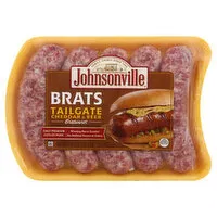 Johnsonville Bratwurst, Brats Tailgate Cheddar & Beer, 19 Ounce