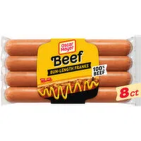 Oscar Mayer Bun-Length Beef Franks Hot Dogs, 8 Each