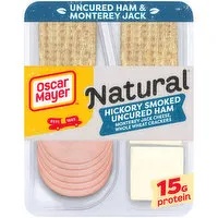 Oscar Mayer Meat & Cheese Snack Plate with Uncured Hickory Smoked Ham, Jack Cheese & Whole Wheat Crackers, 3.3 Ounce